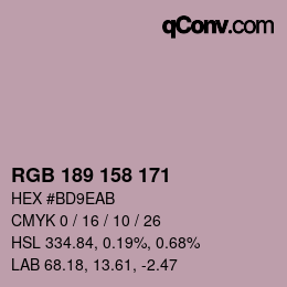 カラーコード: RGB 189 158 171 | qconv.com
