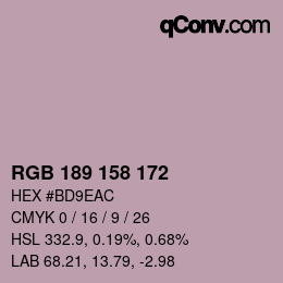 カラーコード: RGB 189 158 172 | qconv.com