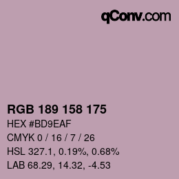 カラーコード: RGB 189 158 175 | qconv.com