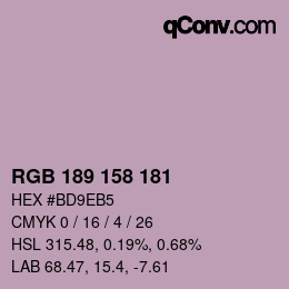 カラーコード: RGB 189 158 181 | qconv.com