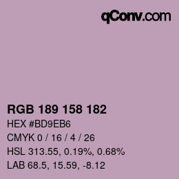 カラーコード: RGB 189 158 182 | qconv.com