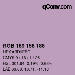 颜色代码: RGB 189 158 188 | qconv.com