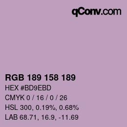 Color code: RGB 189 158 189 | qconv.com