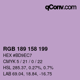 颜色代码: RGB 189 158 199 | qconv.com