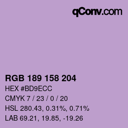 カラーコード: RGB 189 158 204 | qconv.com