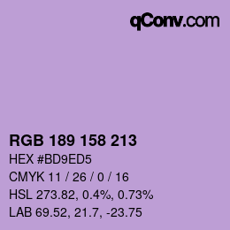 カラーコード: RGB 189 158 213 | qconv.com