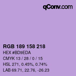 カラーコード: RGB 189 158 218 | qconv.com