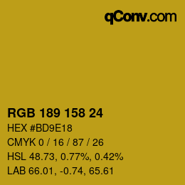 Color code: RGB 189 158 24 | qconv.com