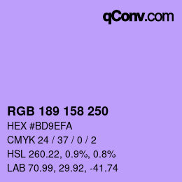 颜色代码: RGB 189 158 250 | qconv.com