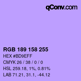 Color code: RGB 189 158 255 | qconv.com