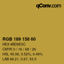 カラーコード: RGB 189 158 60 | qconv.com