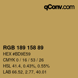 カラーコード: RGB 189 158 89 | qconv.com