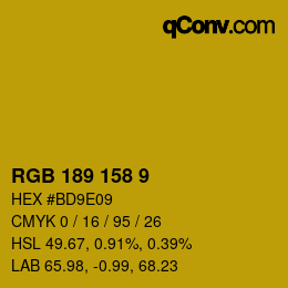 カラーコード: RGB 189 158 9 | qconv.com