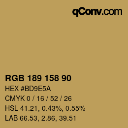 カラーコード: RGB 189 158 90 | qconv.com
