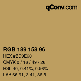 颜色代码: RGB 189 158 96 | qconv.com