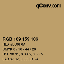 カラーコード: RGB 189 159 106 | qconv.com