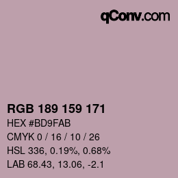 Color code: RGB 189 159 171 | qconv.com