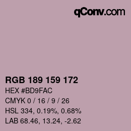 カラーコード: RGB 189 159 172 | qconv.com