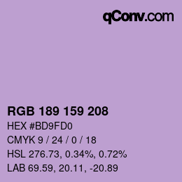 カラーコード: RGB 189 159 208 | qconv.com