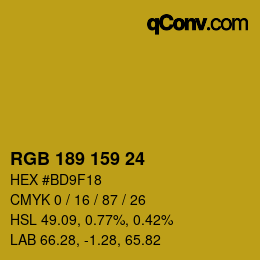 カラーコード: RGB 189 159 24 | qconv.com