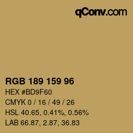 カラーコード: RGB 189 159 96 | qconv.com