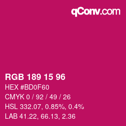 Color code: RGB 189 15 96 | qconv.com