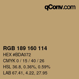 Color code: RGB 189 160 114 | qconv.com