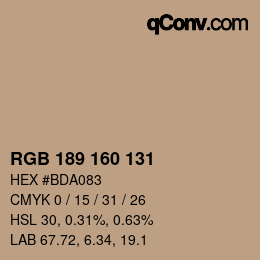 カラーコード: RGB 189 160 131 | qconv.com