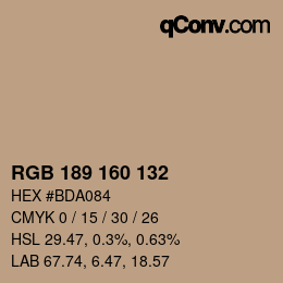 Color code: RGB 189 160 132 | qconv.com