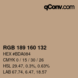 カラーコード: RGB 189 160 132 | qconv.com