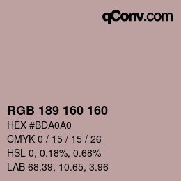 Farbcode: RGB 189 160 160 | qconv.com