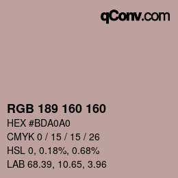 Color code: RGB 189 160 160 | qconv.com