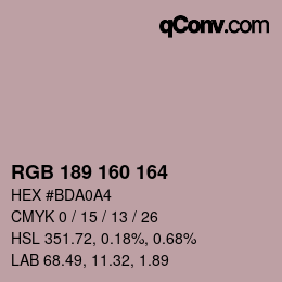 Color code: RGB 189 160 164 | qconv.com