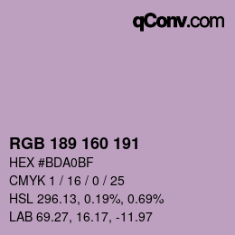 Color code: RGB 189 160 191 | qconv.com