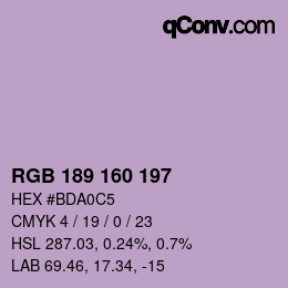 カラーコード: RGB 189 160 197 | qconv.com