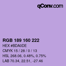 カラーコード: RGB 189 160 222 | qconv.com