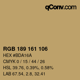 Color code: RGB 189 161 106 | qconv.com