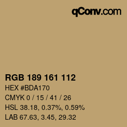 Farbcode: RGB 189 161 112 | qconv.com