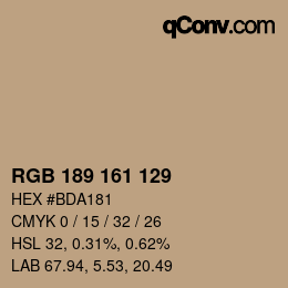 颜色代码: RGB 189 161 129 | qconv.com