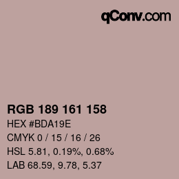 颜色代码: RGB 189 161 158 | qconv.com