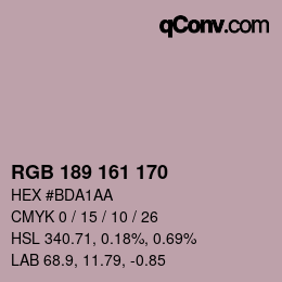 カラーコード: RGB 189 161 170 | qconv.com