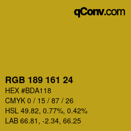 カラーコード: RGB 189 161 24 | qconv.com
