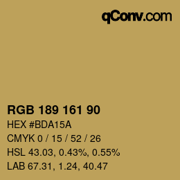 カラーコード: RGB 189 161 90 | qconv.com