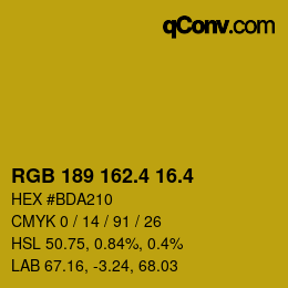カラーコード: RGB 189 162.4 16.4 | qconv.com