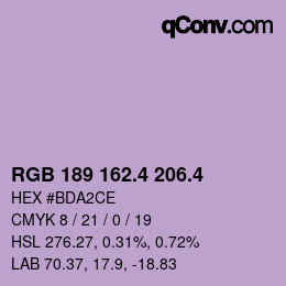 カラーコード: RGB 189 162.4 206.4 | qconv.com