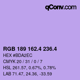 カラーコード: RGB 189 162.4 236.4 | qconv.com