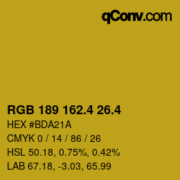 カラーコード: RGB 189 162.4 26.4 | qconv.com