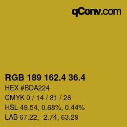 カラーコード: RGB 189 162.4 36.4 | qconv.com