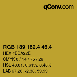 カラーコード: RGB 189 162.4 46.4 | qconv.com