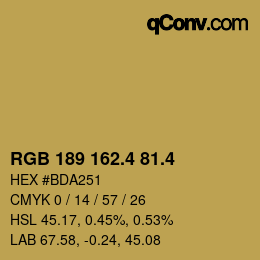 カラーコード: RGB 189 162.4 81.4 | qconv.com